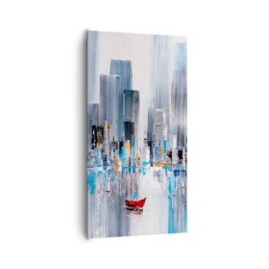 Quadro em tela - Uma metrópole à beira da baía - 65x120 cm