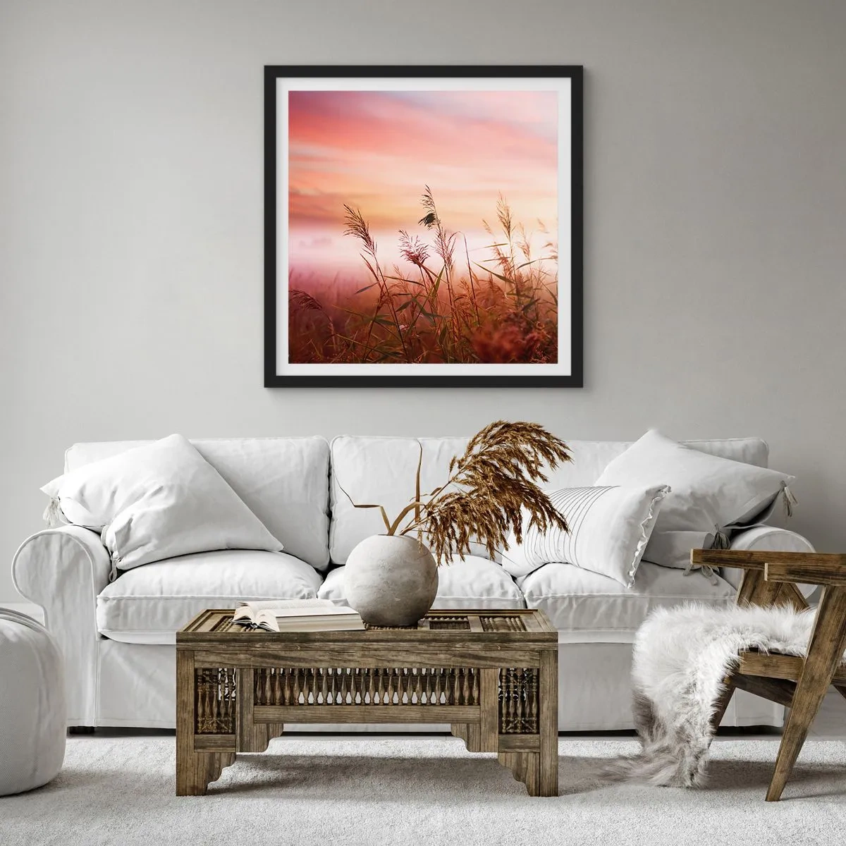 Pôster com moldura preta - Papagaios, balões, vento - 60x60 cm