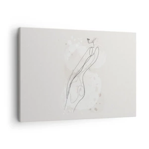Quadro em tela - Um esboço de silhueta sutil em um estilo minimalista - 70x50cm - Errar o olhar - Decoração de parede moderna para a sala de estar e quarto ARTTOR