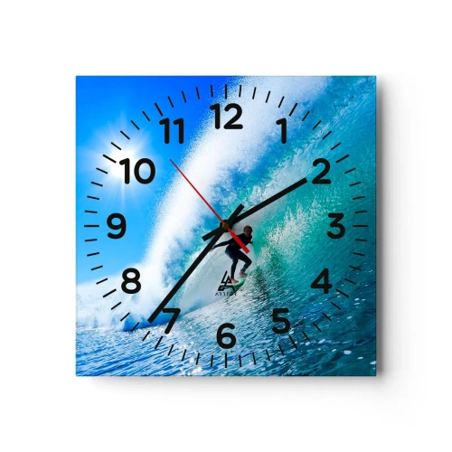 Relógio de parede - Relógio em vidro - Azul gigante - 40x40 cm
