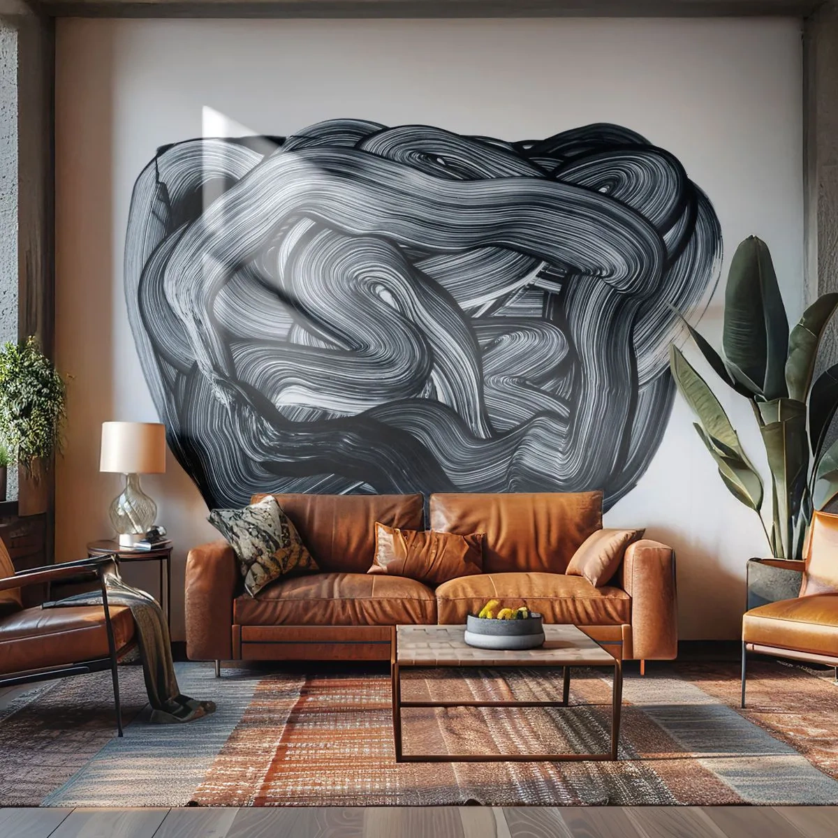 Papel de Parede Autocolante Deluxe Sticker - Não é assim tão simples - Abstração, Gráficos, Preto e branco - 250x175 cm