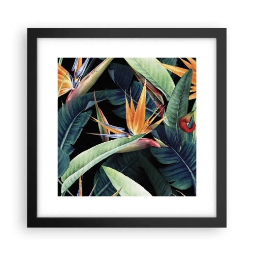 Pôster com moldura preta - Flores ardentes dos trópicos - 30x30 cm