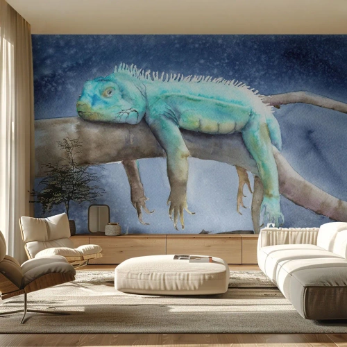 Papel de Parede Premium Canvas - Estamos bem! - Camaleão, Animal, Preguiça - 400x280 cm