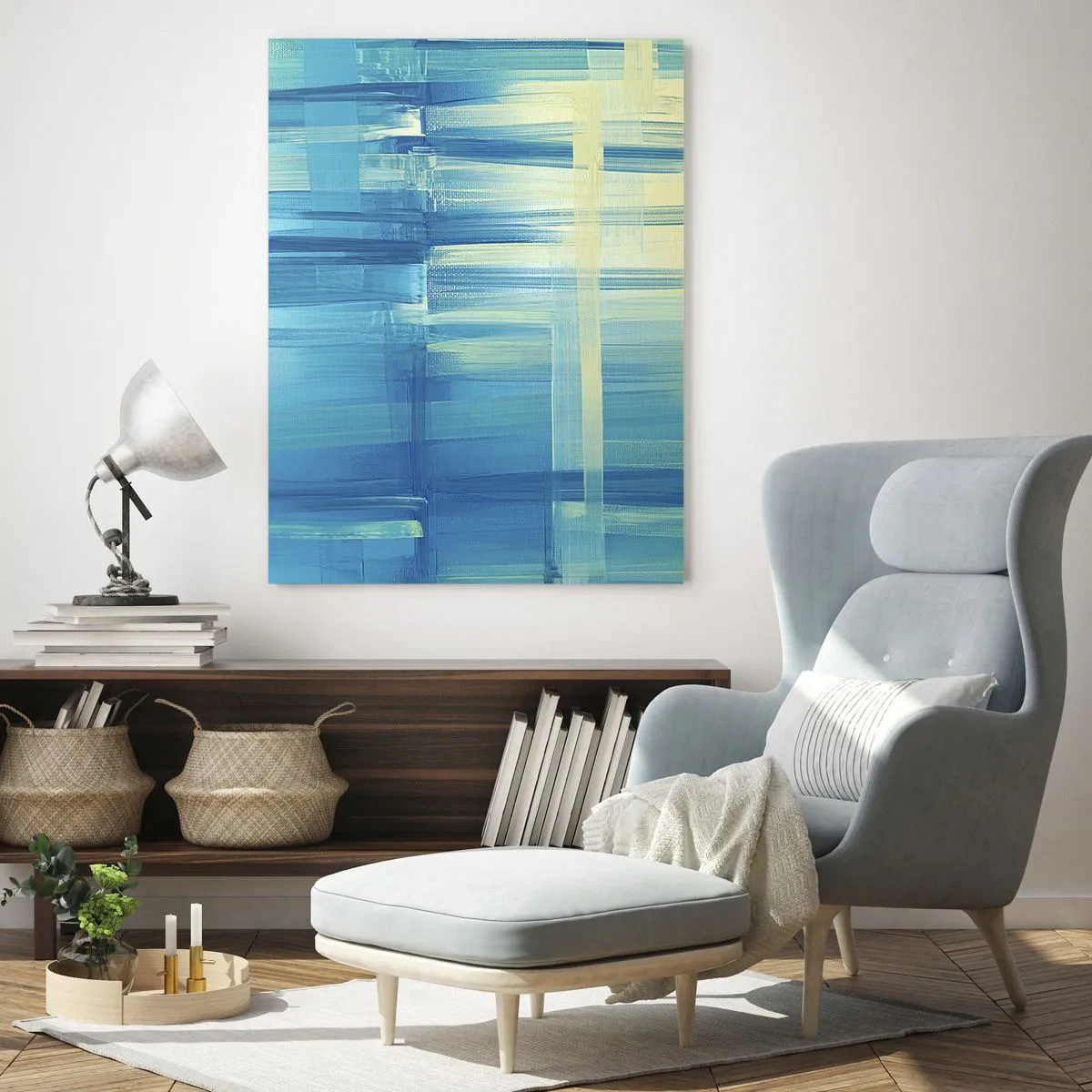 Quadro em vidro - Composição em turquesa - 50x70 cm