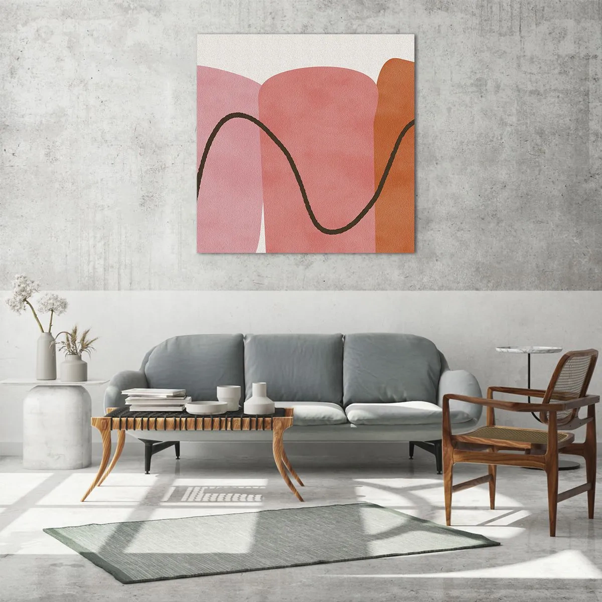 Quadro em vidro - Movimento suave de formas - 50x50 cm