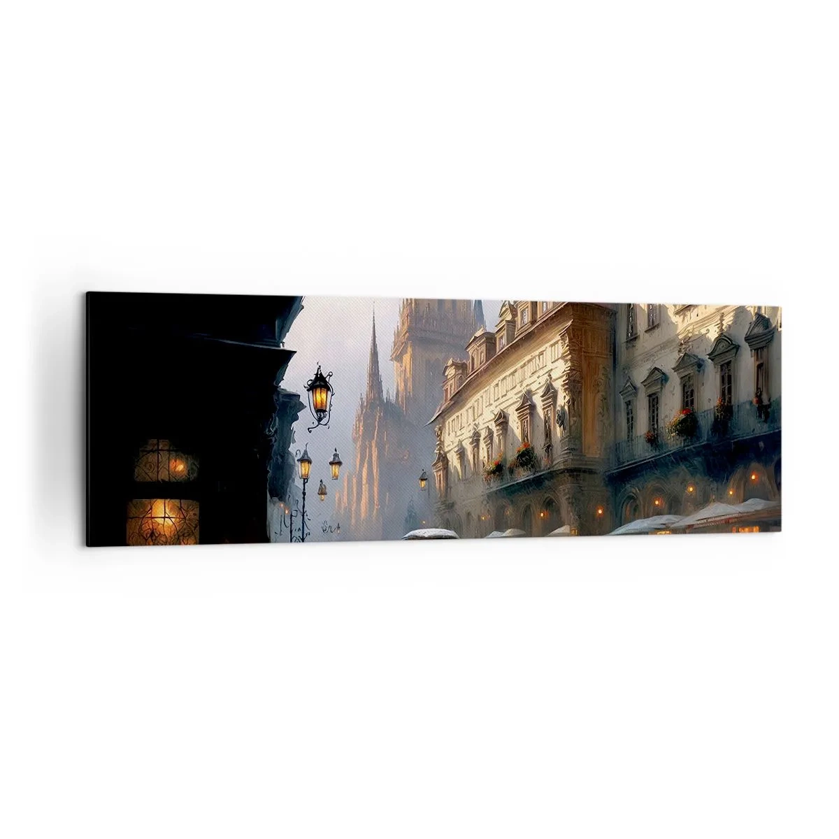 Quadro em tela - O encanto de uma noite em Praga - 160x50 cm