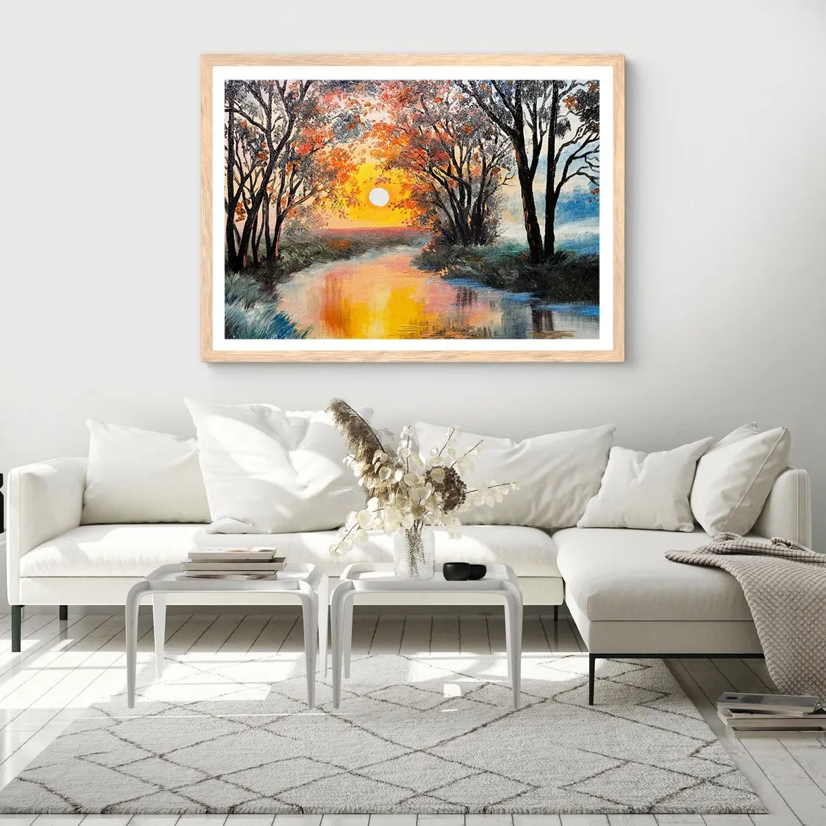 Pôster com moldura de carvalho claro - Vibrações de outono - 70x50 cm