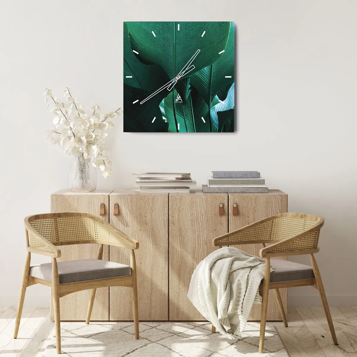 Relógio de parede - Relógio em vidro - De frente para a luz - 40x40 cm