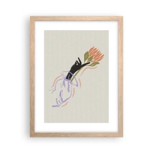 Pôster com moldura de carvalho claro - Toque fraterno - 30x40 cm