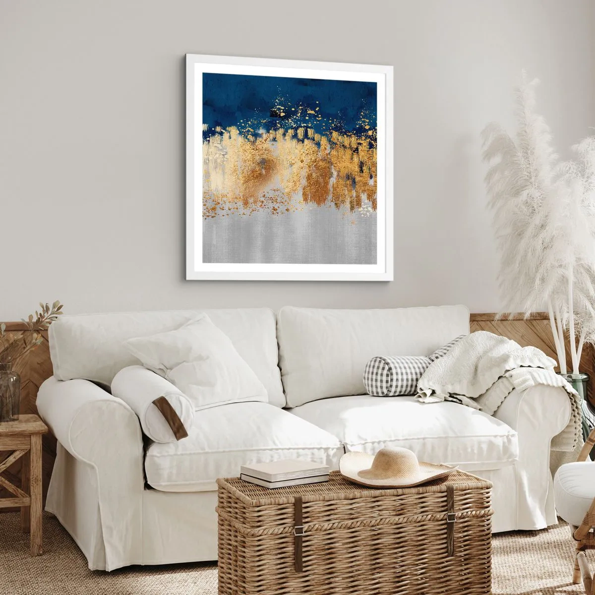 Pôster em moldura branca - Uma composição moderna com brilho - 40x40 cm