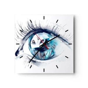 Relógio de parede - Relógio em vidro - Cara a cara com o selvagem - 30x30 cm
