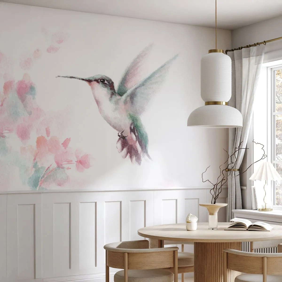 Papel de Parede Premium Canvas - Preso em agitação - Beija Flor, Pássaro, Pedaço - 450x315 cm