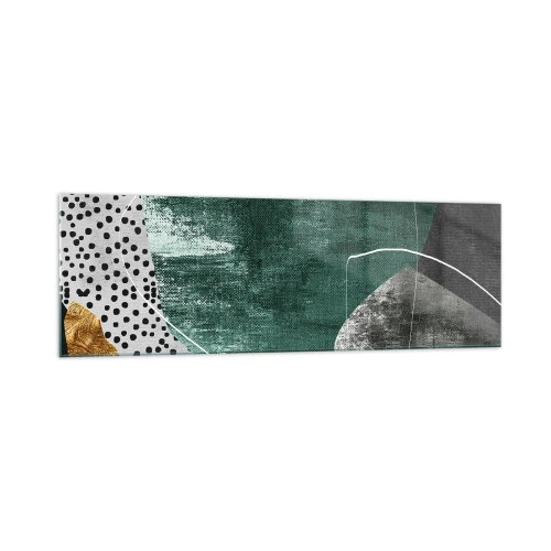 Quadro em vidro - Abstração colorida com folha de ouro - 160x50 cm