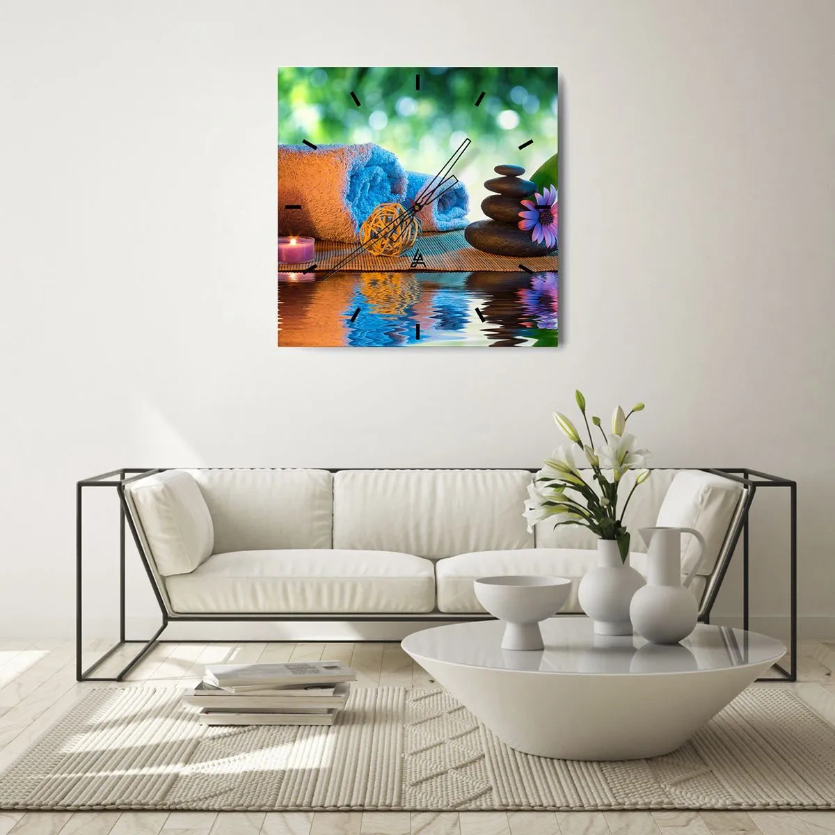 Relógio de parede - Relógio em vidro - Tempo para o corpo - 30x30 cm