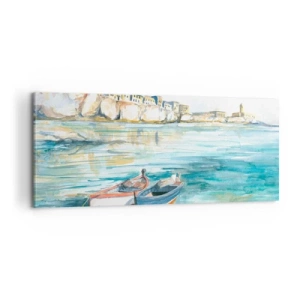 Quadro em tela - Paisagem em azul - 100x40 cm