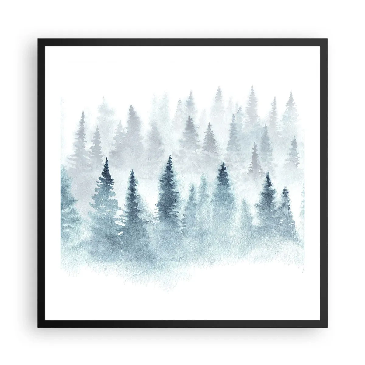 Pôster com moldura preta - Envolto no nevoeiro - 60x60 cm