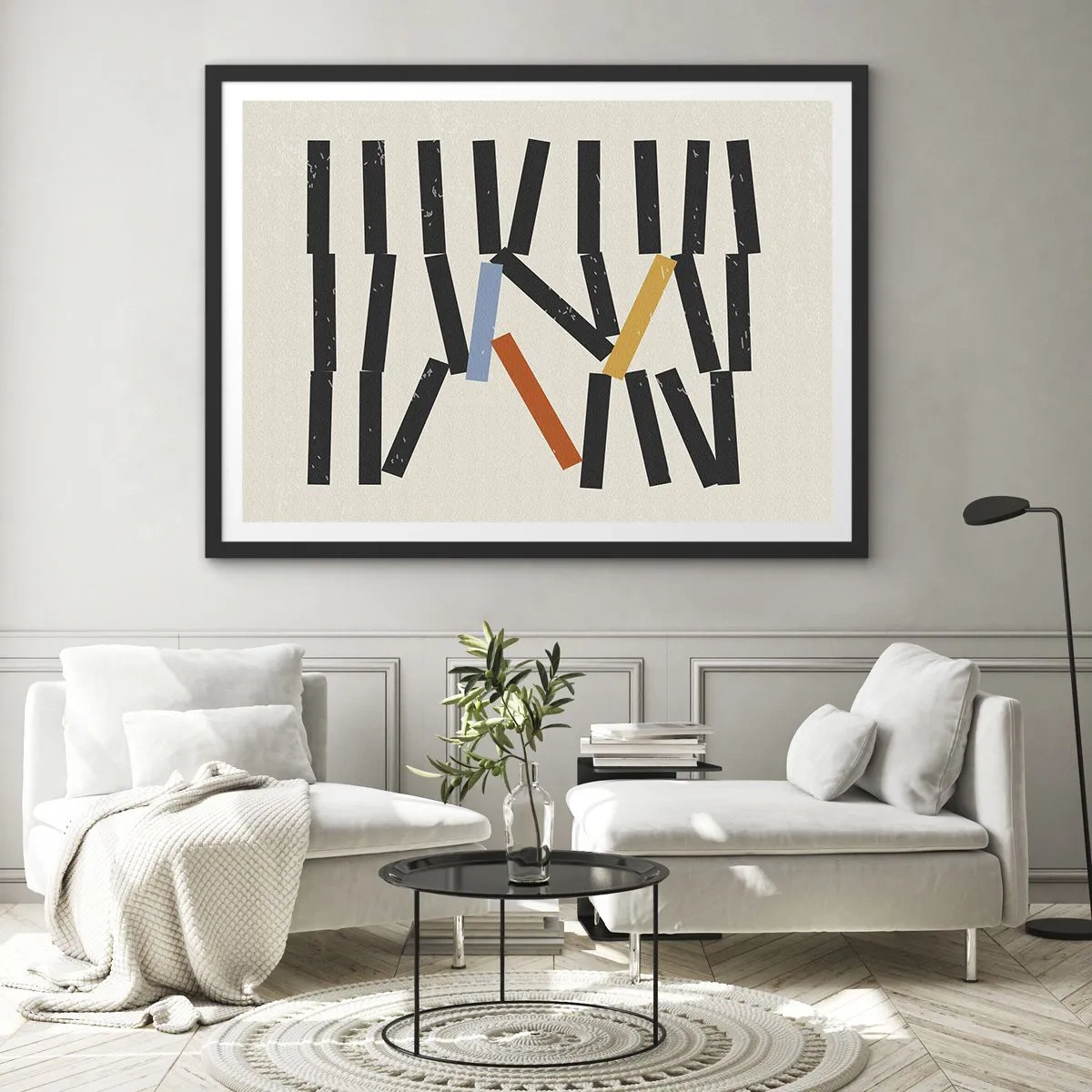 Pôster com moldura preta - Dominó – composição - 70x50 cm