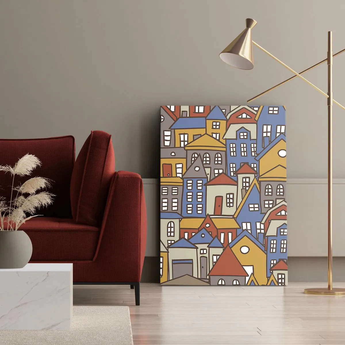 Quadro em tela - Atrás da casa - 55x100 cm