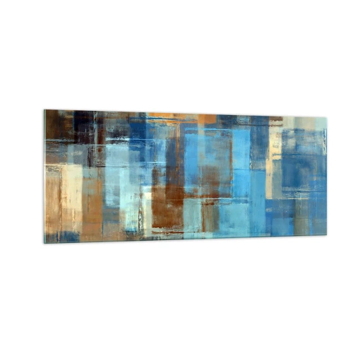 Quadro em vidro - Através da cortina azul - 100x40 cm