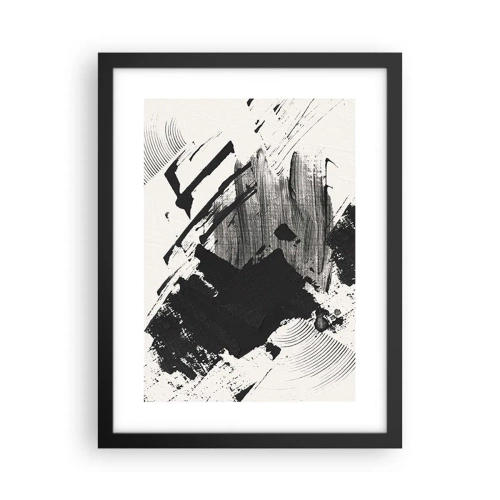 Pôster com moldura preta - Abstração – expressão do preto - 30x40 cm