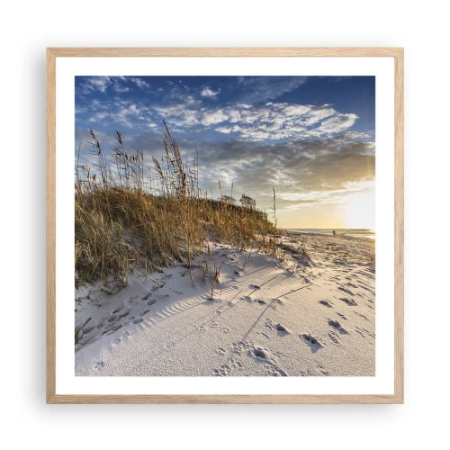 Pôster com moldura de carvalho claro - Um convite para um passeio - 60x60 cm