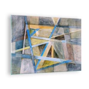 Quadro em vidro - Composição abstrata com formas geométricas - 70x50cm - Em linha reta ou na diagonal? - Decoração de parede moderna para a sala de estar e quarto ARTTOR