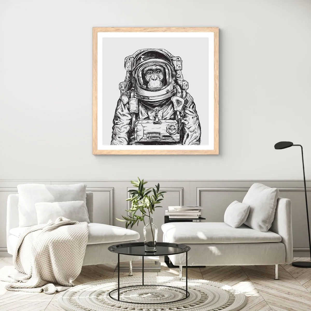 Pôster com moldura de carvalho claro - Evolução alternativa - 30x30 cm