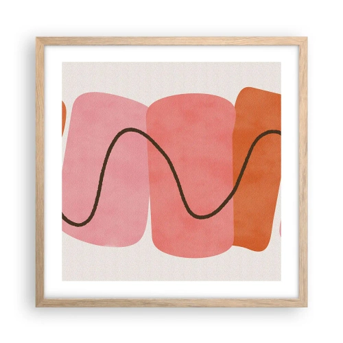 Pôster com moldura de carvalho claro - Movimento suave de formas - 50x50 cm
