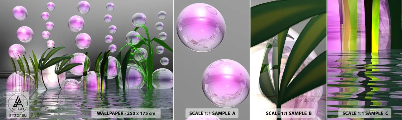 Amostra de Papel de Parede Standard Eco - Composição reflexiva da leveza e da vida - Abstração, Gráficos, 3D - 100x30 cm