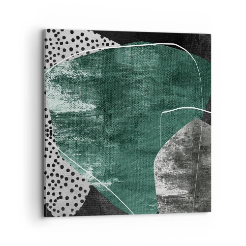 Quadro em tela - Abstração colorida com folha de ouro - 70x70 cm