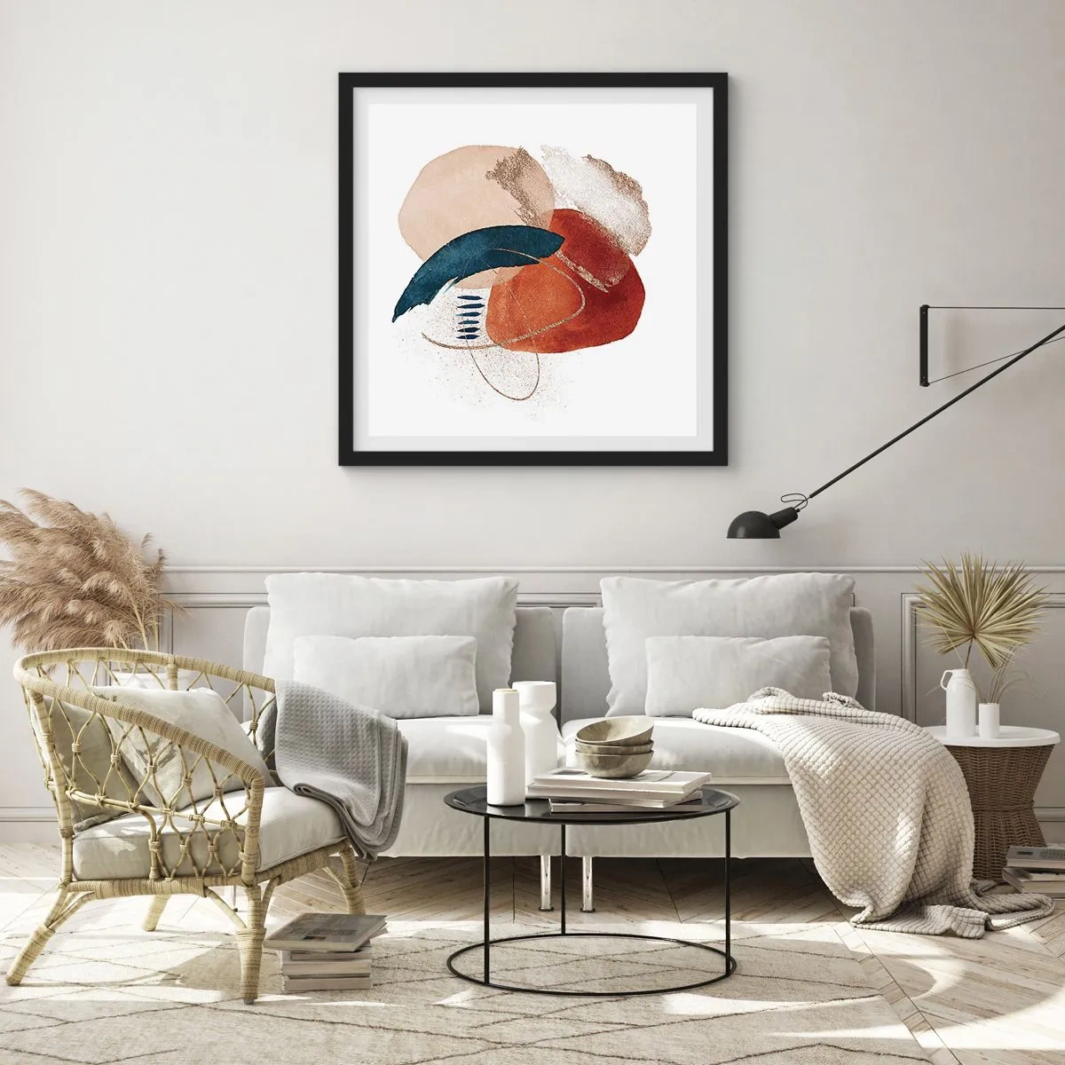 Pôster com moldura preta - Composição oval - 40x40 cm