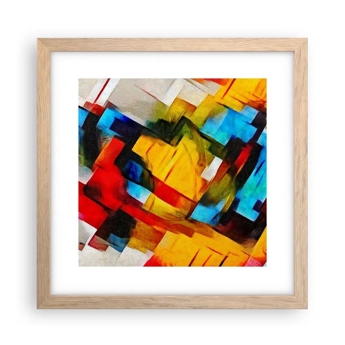 Pôster com moldura de carvalho claro - Camadas multicoloridas - 30x30 cm