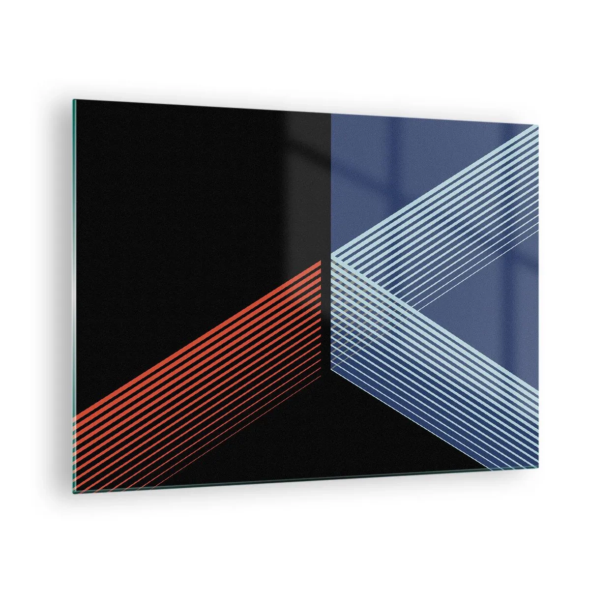 Quadro em vidro - Uma composição geométrica moderna com linhas e contraste de cores. - 70x50cm - Uma história simples - Decoração de parede moderna para a sala de estar e quarto ARTTOR