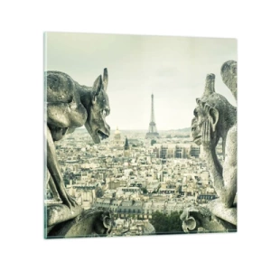 Quadro em vidro - Conversas parisienses - 30x30 cm