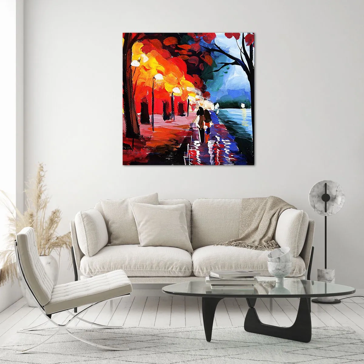 Quadro em vidro - Outono ardente no parque - 60x60 cm
