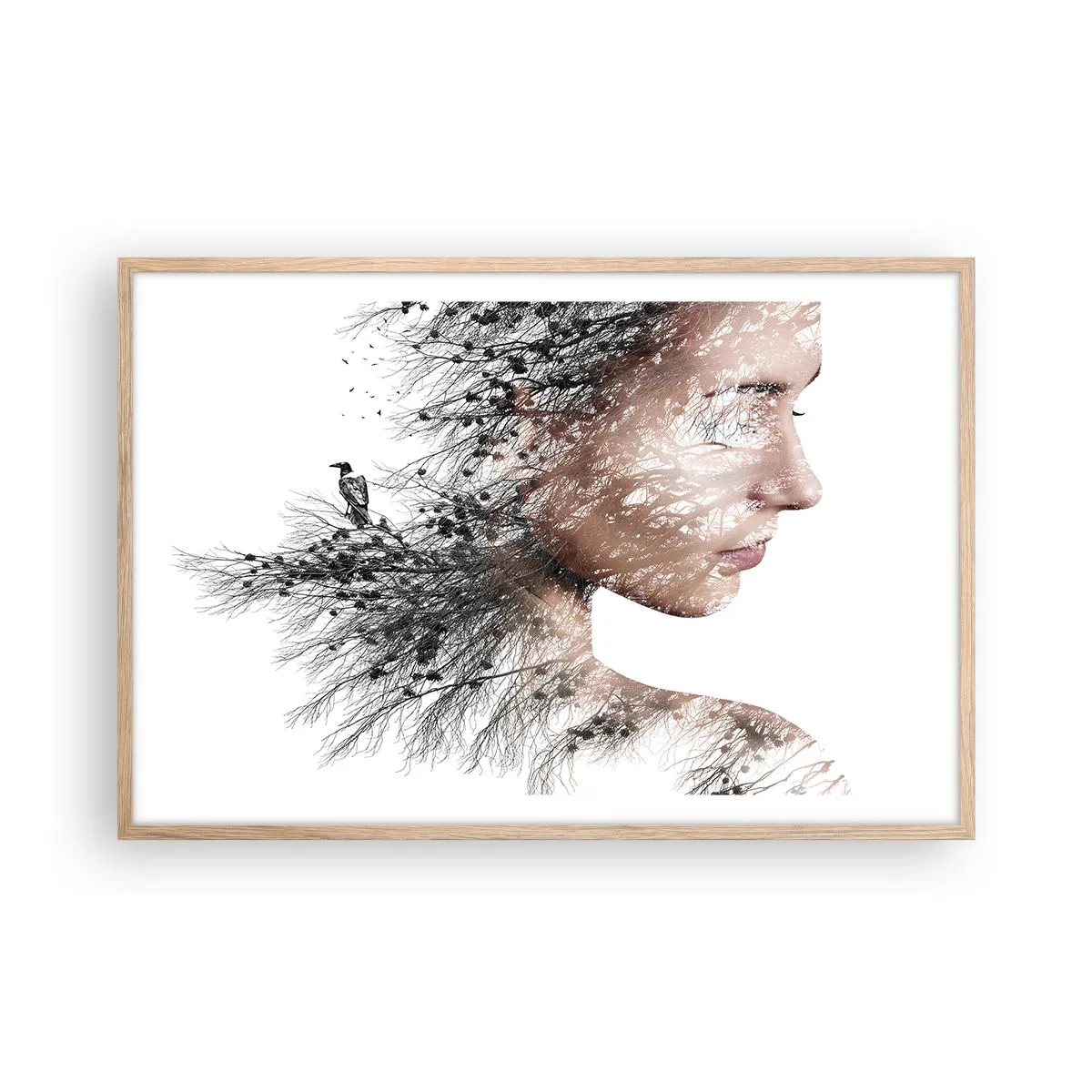 Pôster com moldura de carvalho claro - Espírito da floresta - 91x61 cm