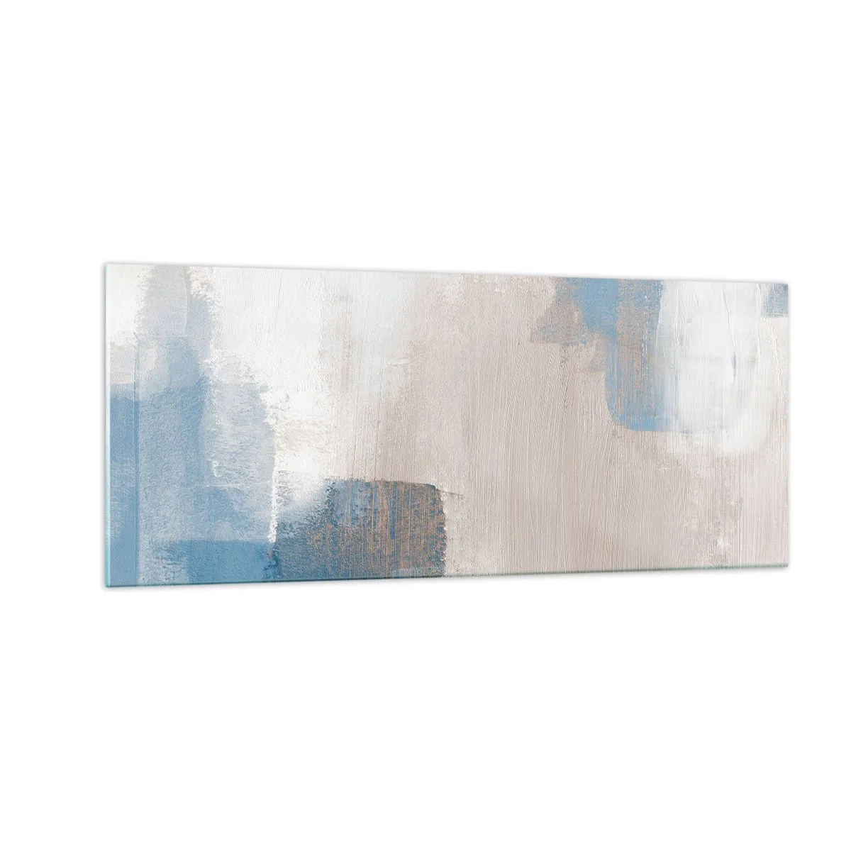 Quadro em vidro - Abstração rosa atrás da cortina azul - 100x40 cm