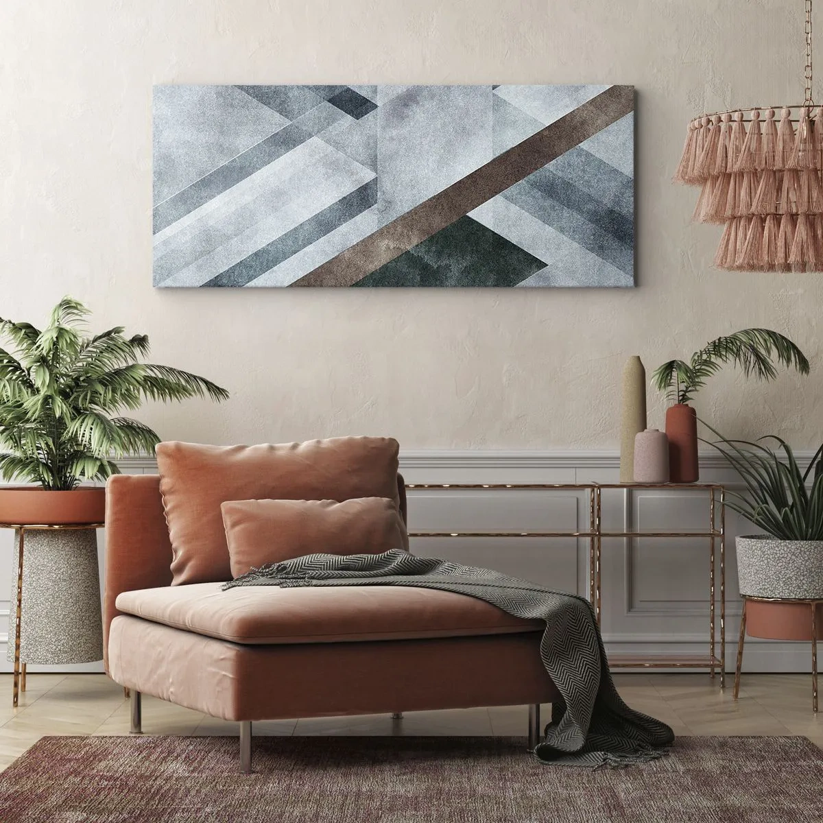 Quadro em tela - Elegância sofisticada da geometria - 160x50 cm