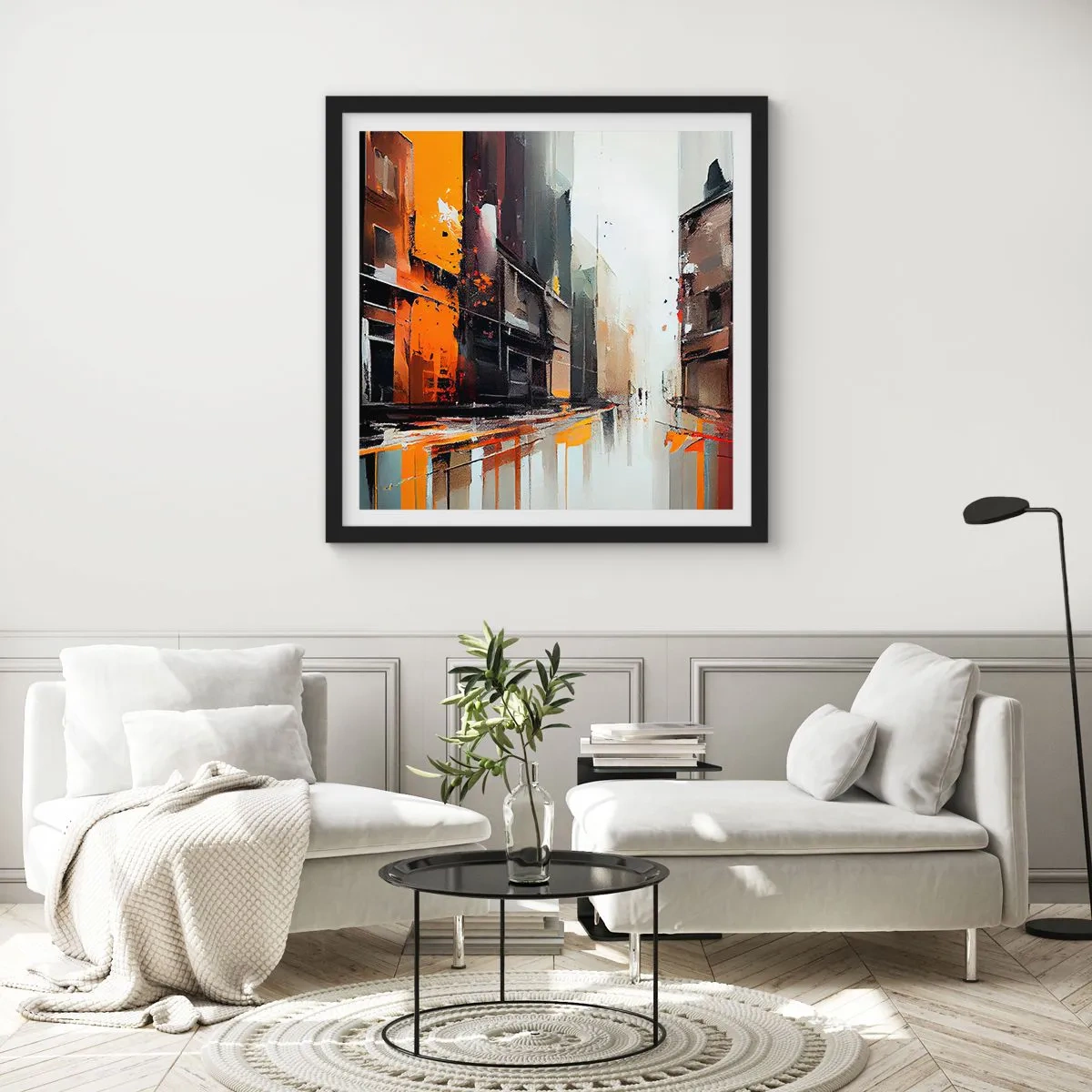 Pôster com moldura preta - Dia chuvoso - 40x40 cm