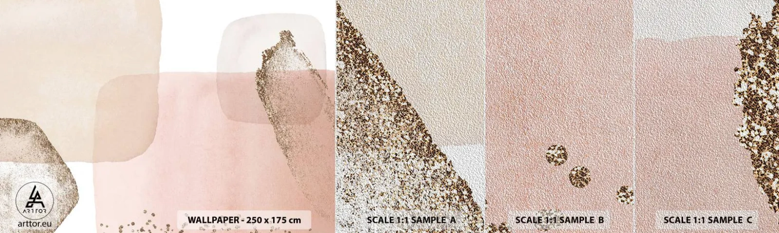 Amostra de papel de parede Premium Sand - Olhar através da cor - Abstração, Pedaço, Padrão Moderno - 100x30 cm