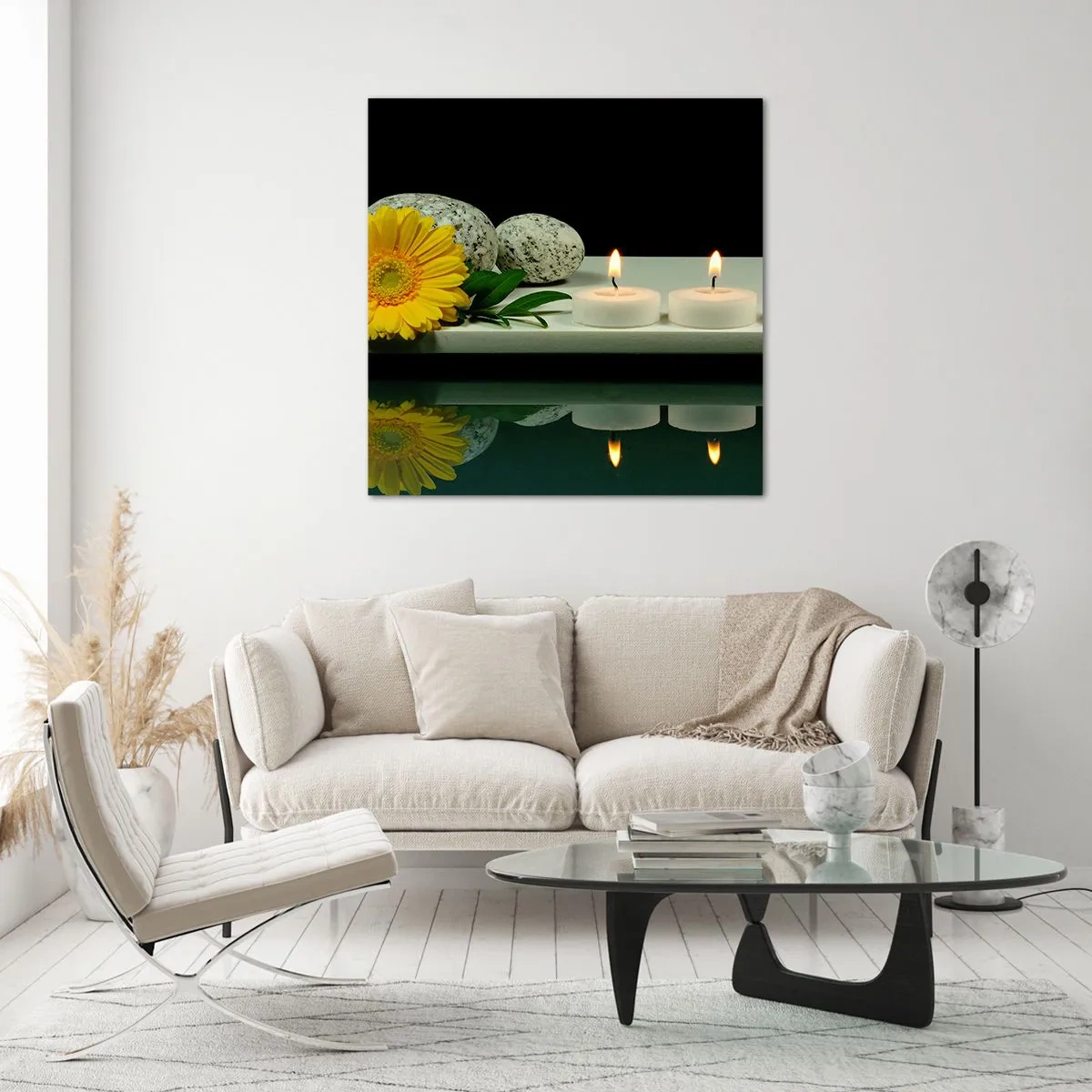 Quadro em vidro - Acalmando os sentidos - 70x70 cm