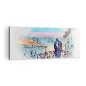 Quadro em tela - Amantes parisienses - 100x40 cm