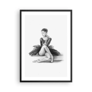 Pôster com moldura preta - Esboço de uma bailarina sentada em repouso - 50x70cm - Encantada pela dança - Decoração de parede moderna para a sala de estar e quarto ARTTOR