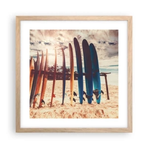 Pôster com moldura de carvalho claro - Boa noite, até amanhã - 40x40 cm