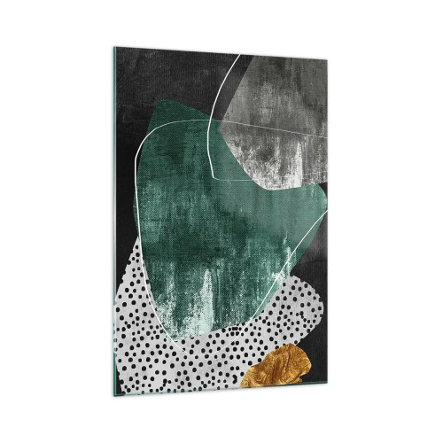 Quadro em vidro - Abstração colorida com folha de ouro - 70x100 cm