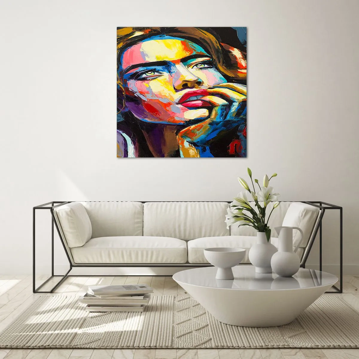 Quadro em vidro - Sonhos como pássaros voando no céu - 40x40 cm