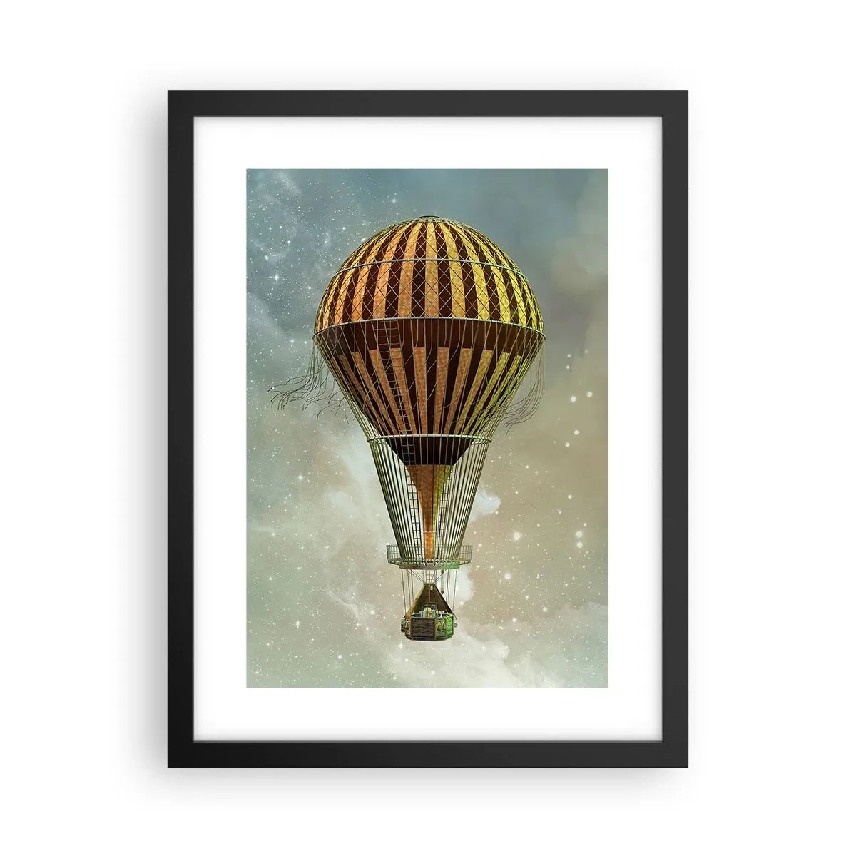 Pôster com moldura preta - Voos pioneiros - 30x40 cm