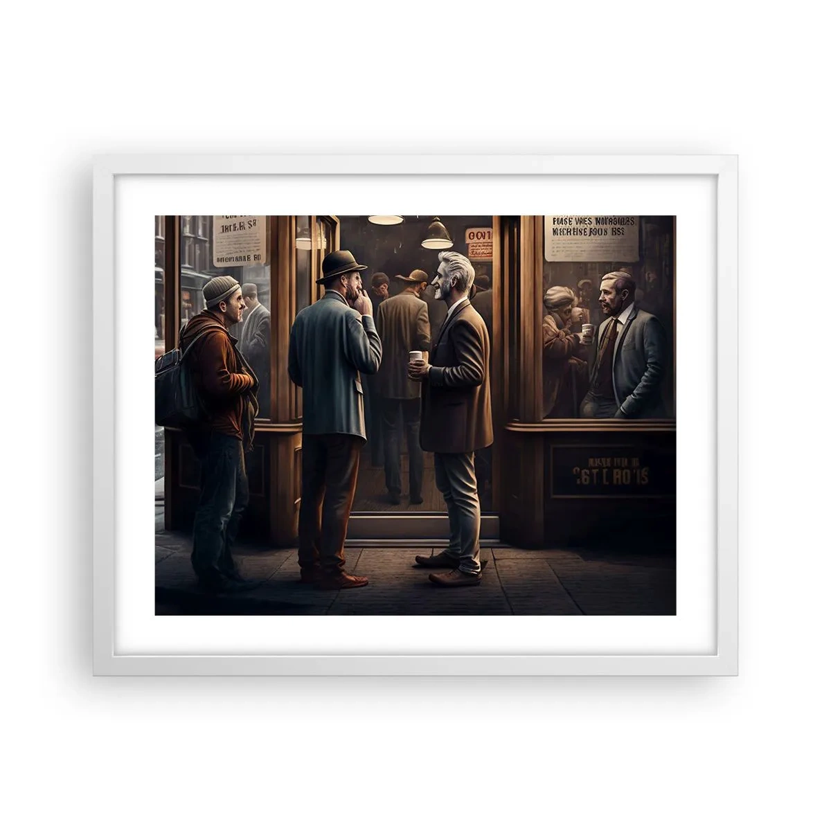 Pôster em moldura branca - Boa hora do dia - 50x40 cm