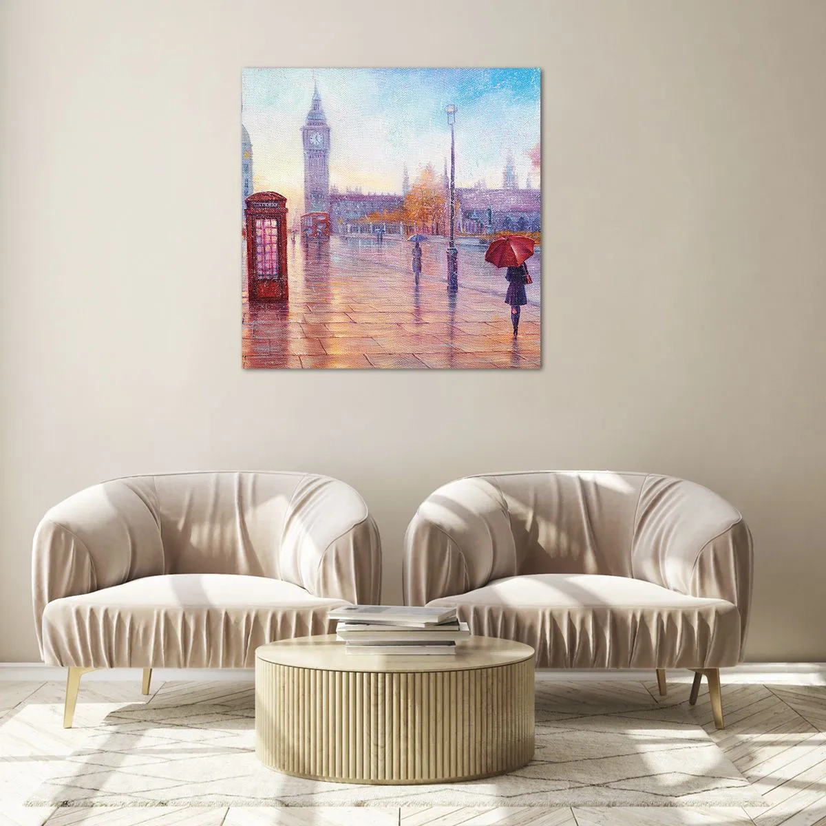 Quadro em vidro - Um dia de outono em Londres - 30x30 cm