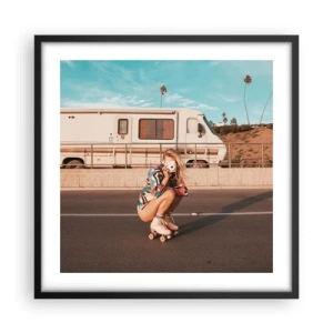 Pôster com moldura preta - Sorria, por favor! - 50x50 cm